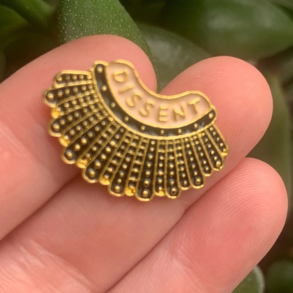 Brand new RBG dissent collar enamel pin